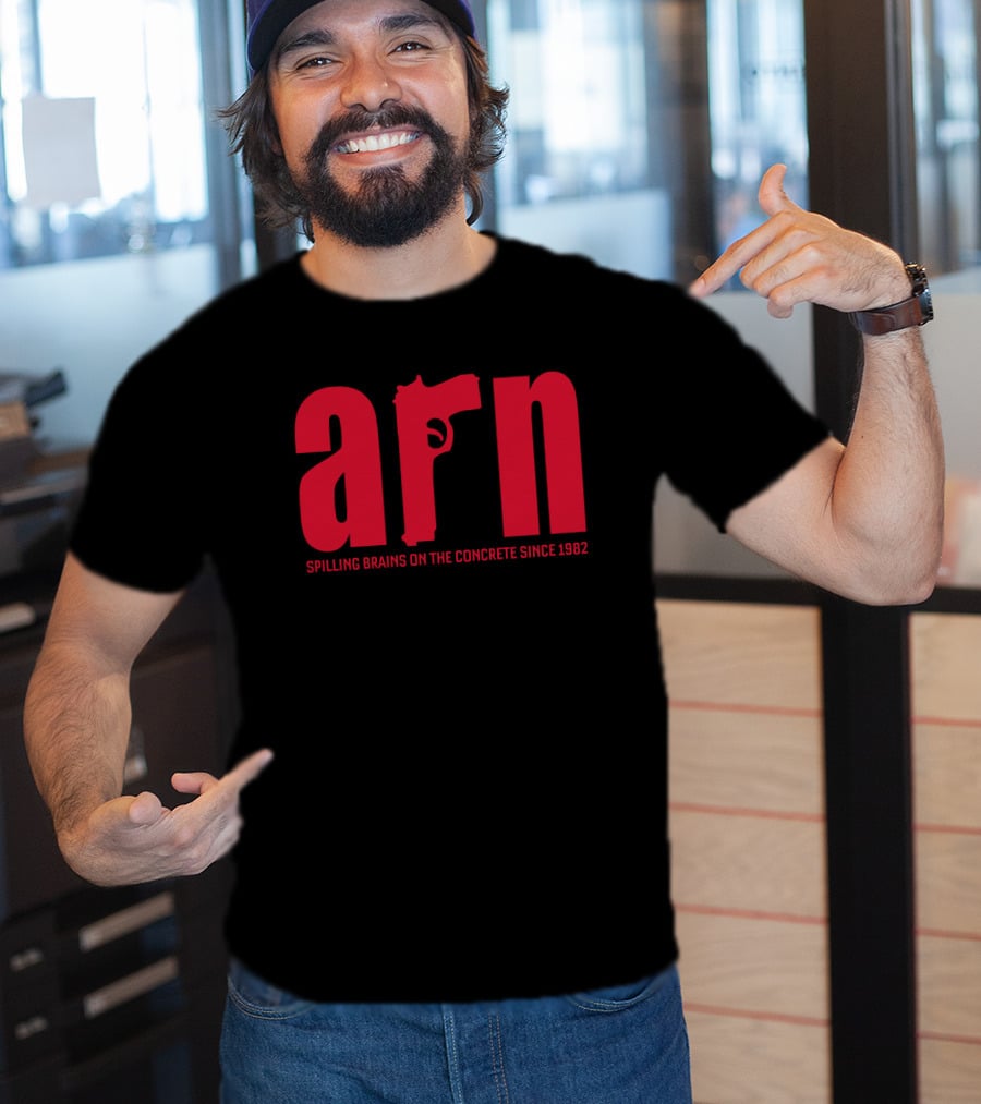 Box Of Gimmicks Arn Spilling Brains On The Concrete Since 1982 Gun T-Shirt
