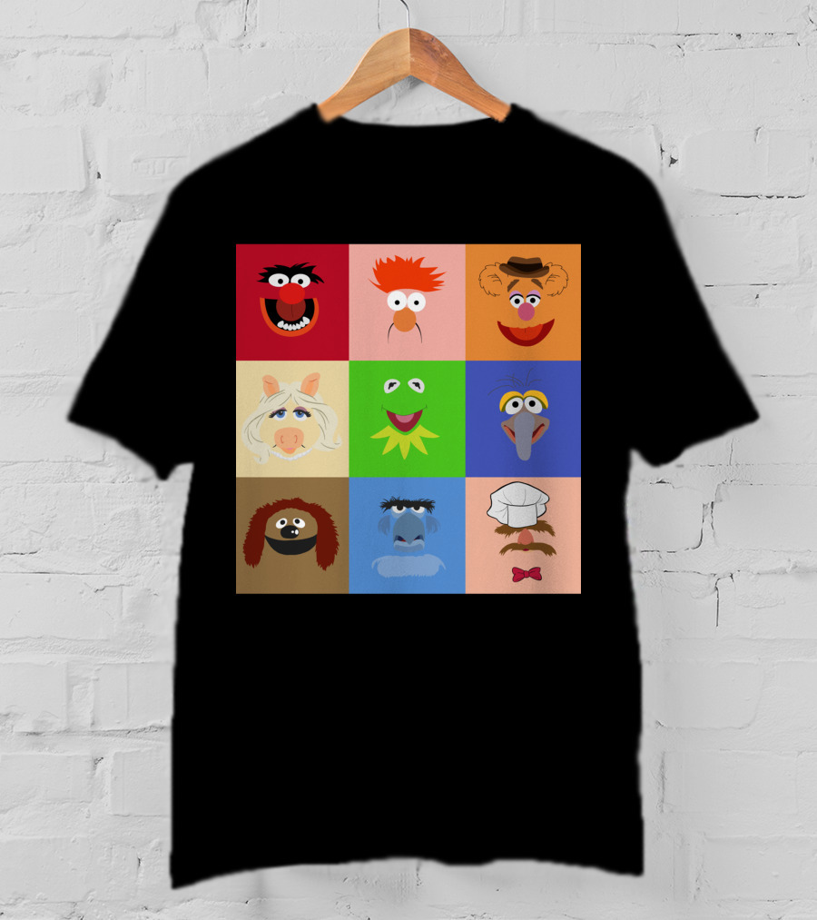 Muppets Faces Grid Featuring Kermit Piggy Fozzie Gonzo And More T-Shirt