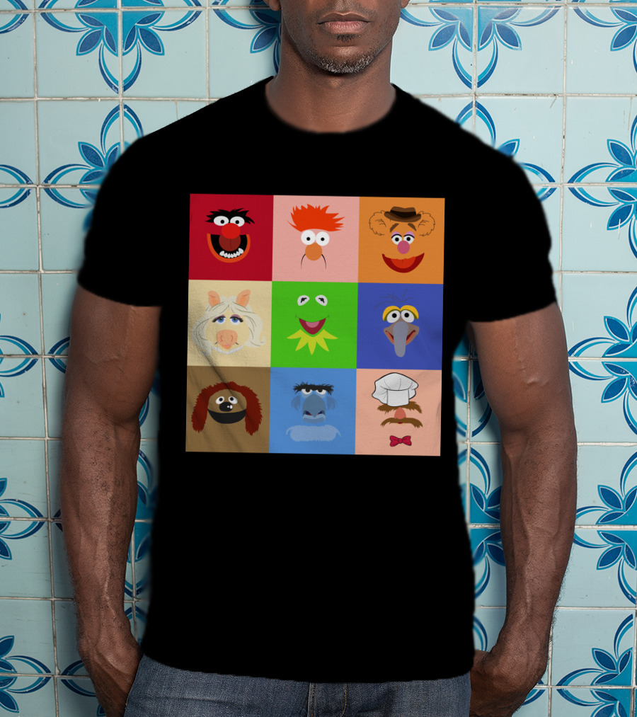 Muppets Faces Grid Featuring Kermit Piggy Fozzie Gonzo And More T-Shirt