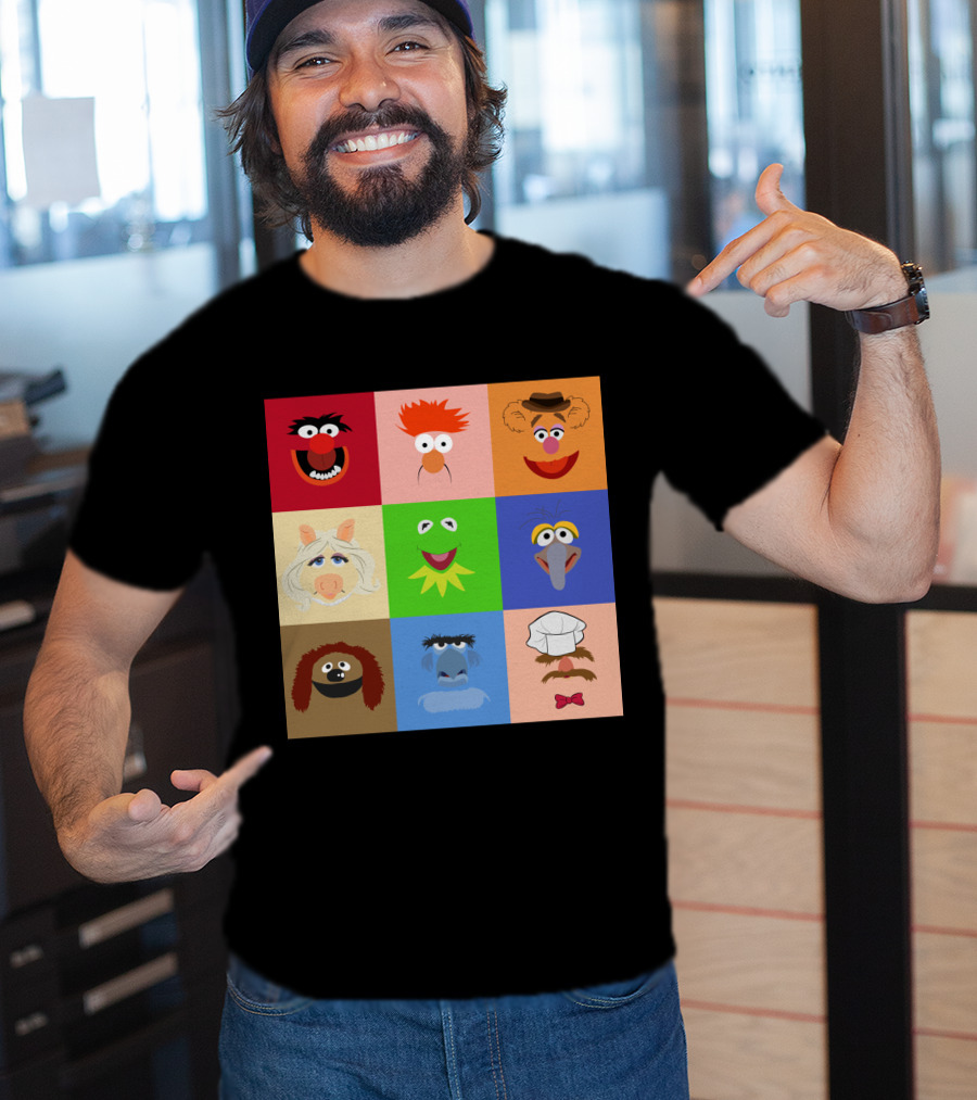 Muppets Faces Grid Featuring Kermit Piggy Fozzie Gonzo And More T-Shirt