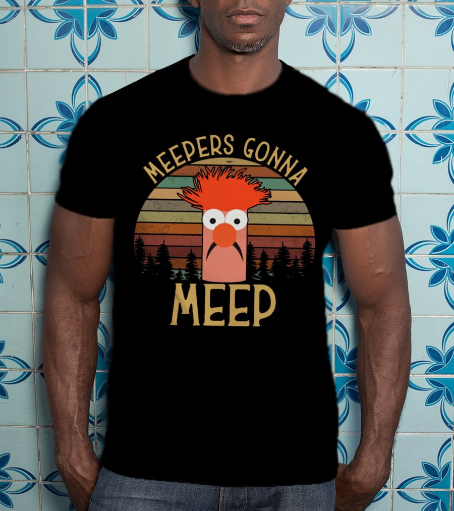 Meepers Gonna Meep The Muppet Show Beaker Retro Forest Stripes T-Shirt