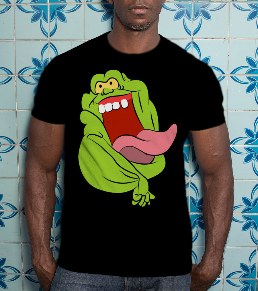 The Real Ghostbusters Slimer Tongue Out Iconic Cartoon Ghost Character T-Shirt