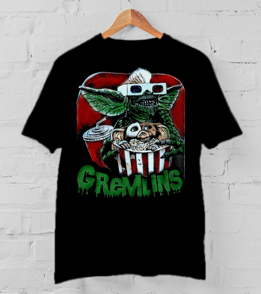 Gremlins Midnight Movie Popcorn Scene 3D Glasses T-Shirt