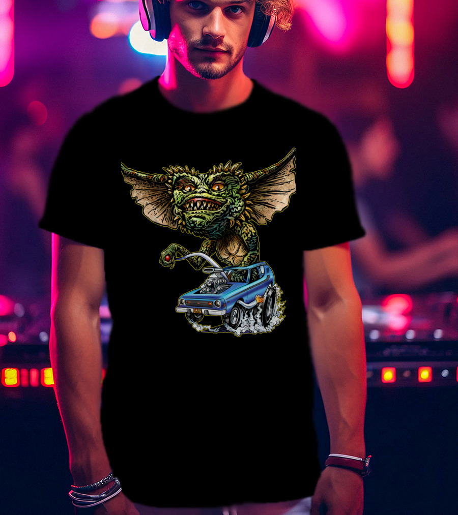 Gremlins Monster With Muscle Car Adventure T-Shirt