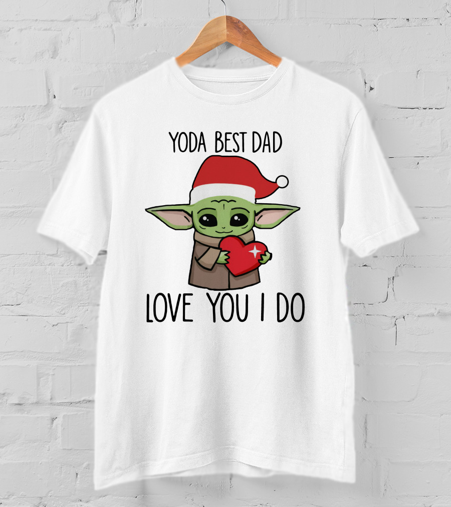 Yoda Best Dad Love You I Do Santa Hat Heart T-Shirt