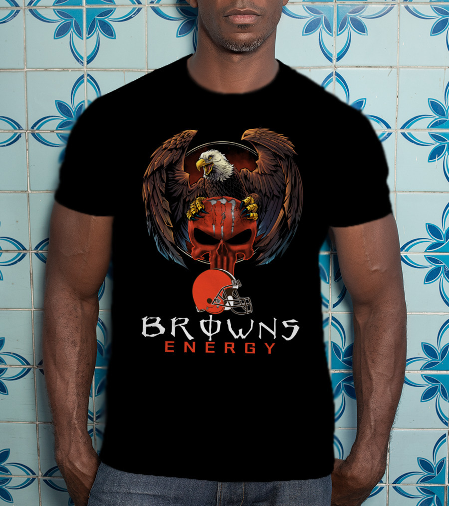 Browns Energy Cleveland Browns Eagle Skull Helmet T-Shirt