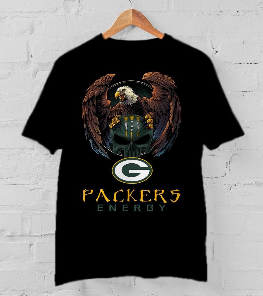 Packers Energy Eagle Skull Green Bay Packers T-Shirt