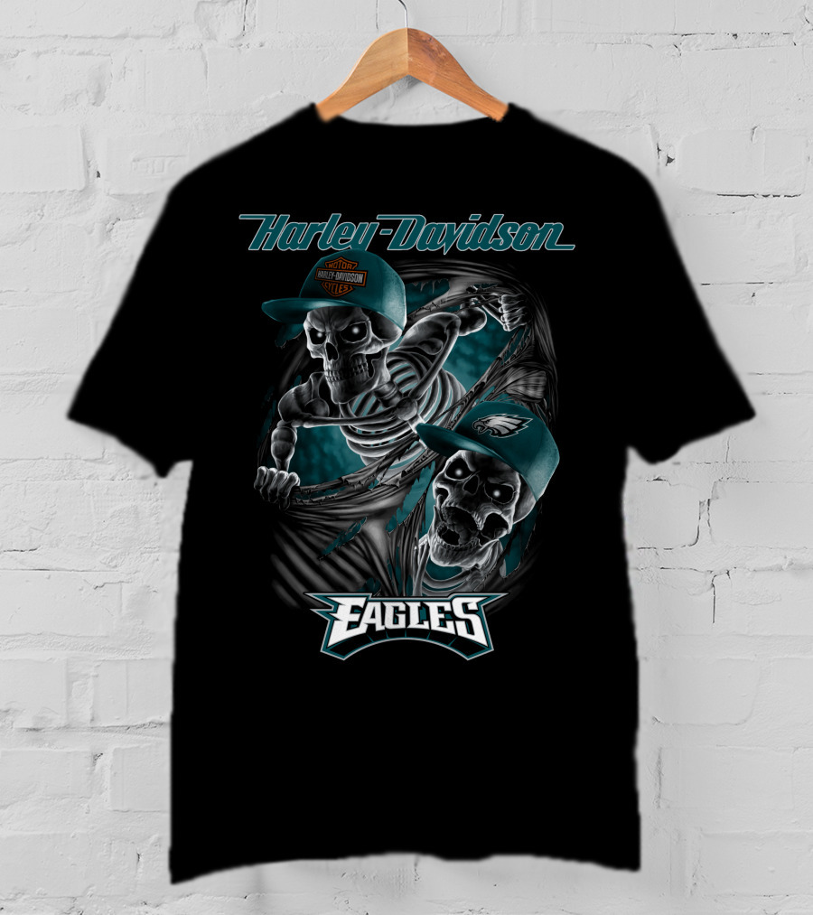 Harley Davidson Philadelphia Eagles Skeletons T-Shirt