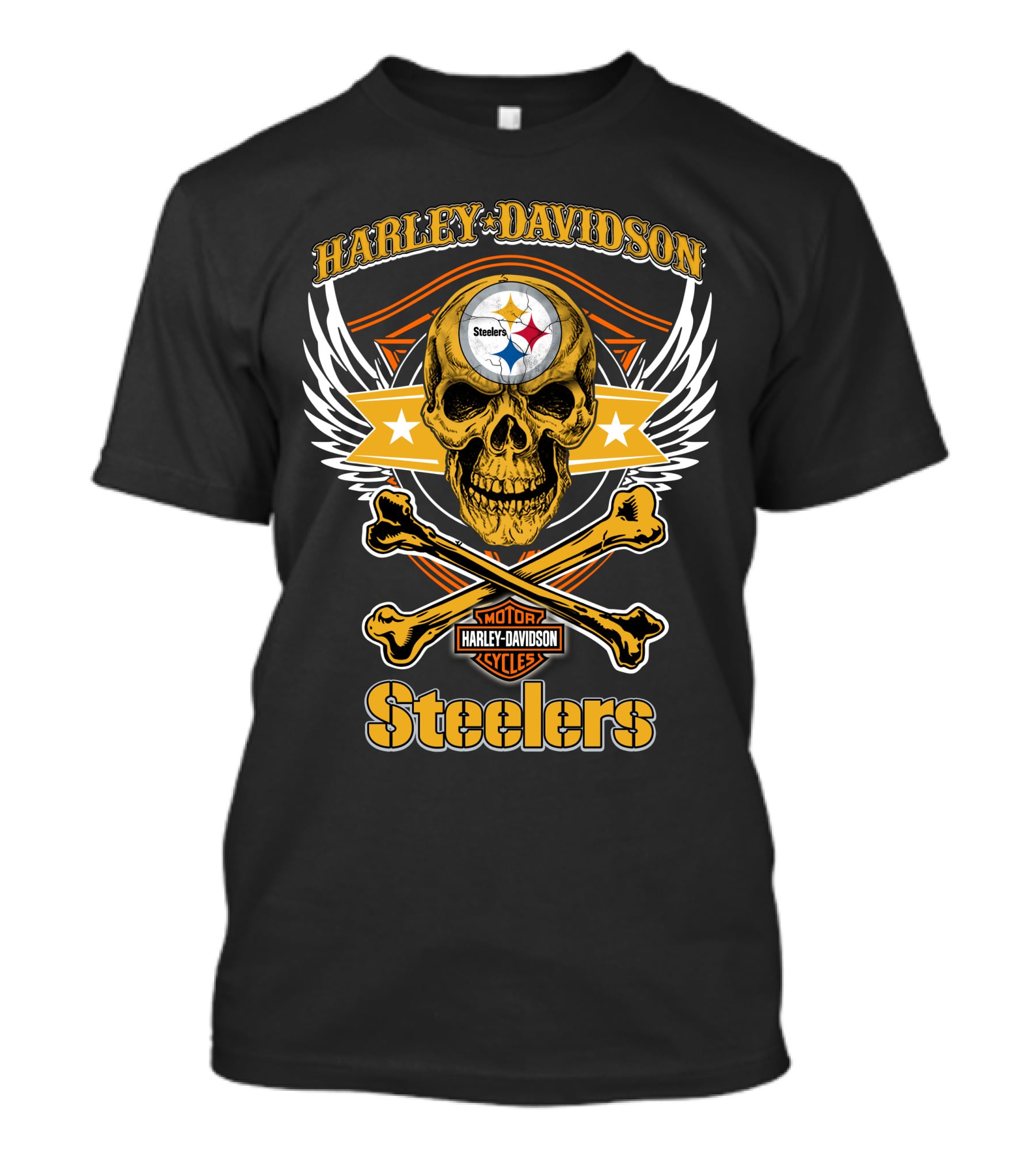 Harley Davidson Steelers Skull And Crossbones T-Shirt