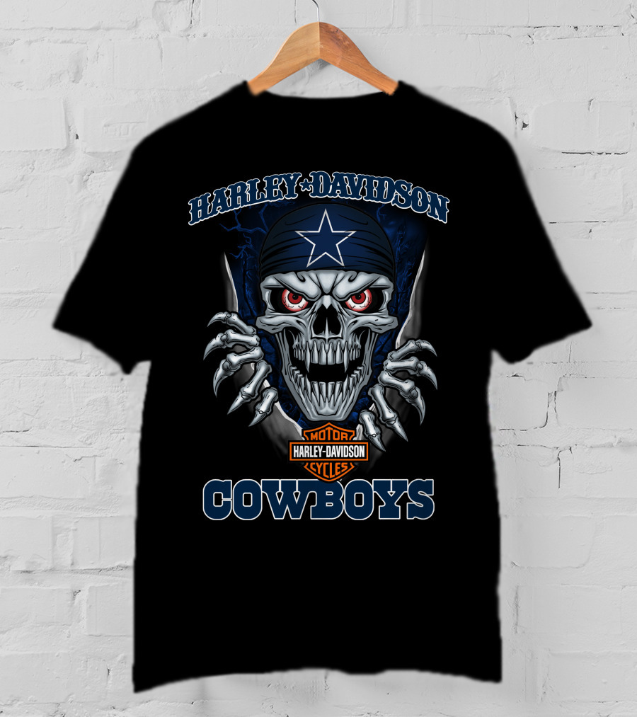 Harley Davidson Motor Cycles Skull Cowboys T-Shirt