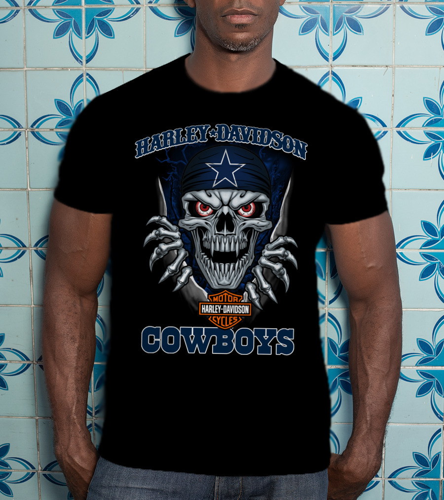 Harley Davidson Motor Cycles Skull Cowboys T-Shirt