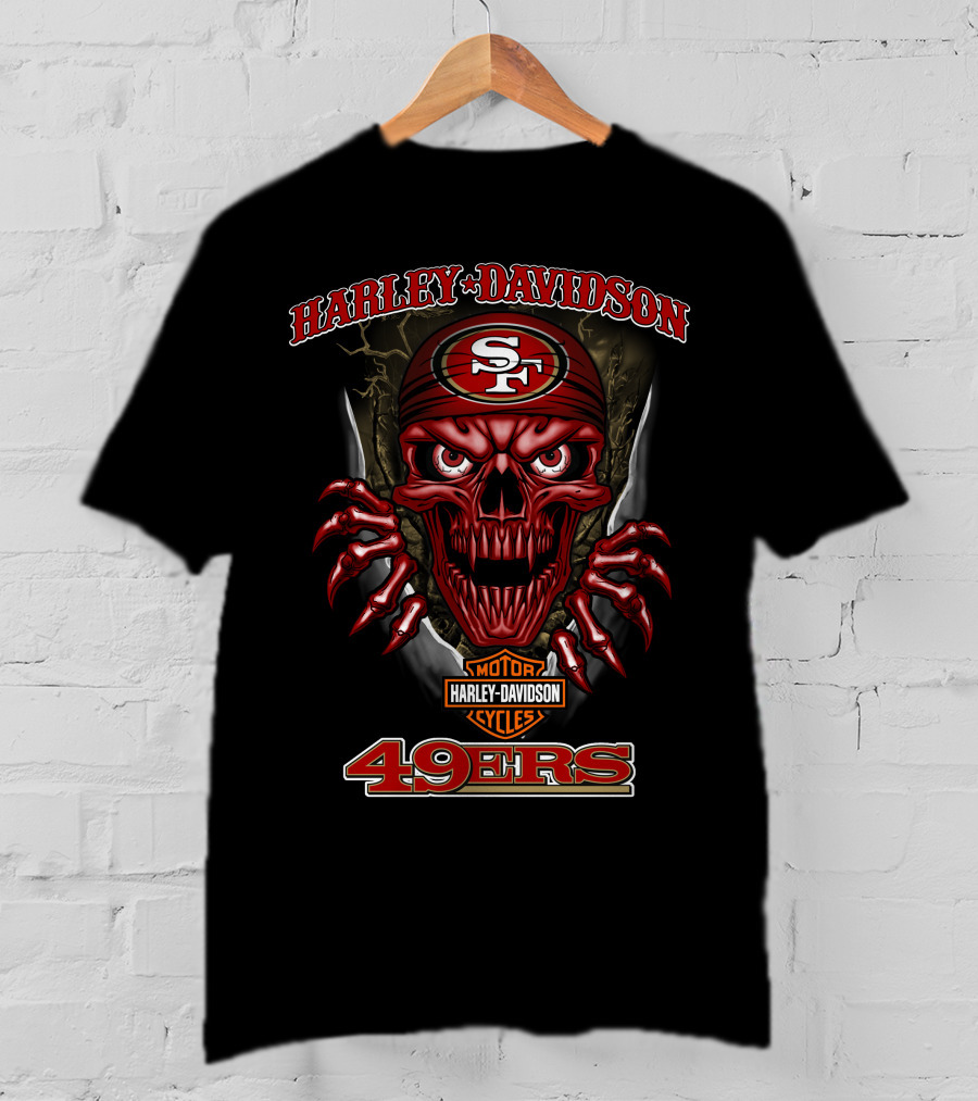 Harley Davidson Motor Cycles Sf 49ers Skull T-Shirt