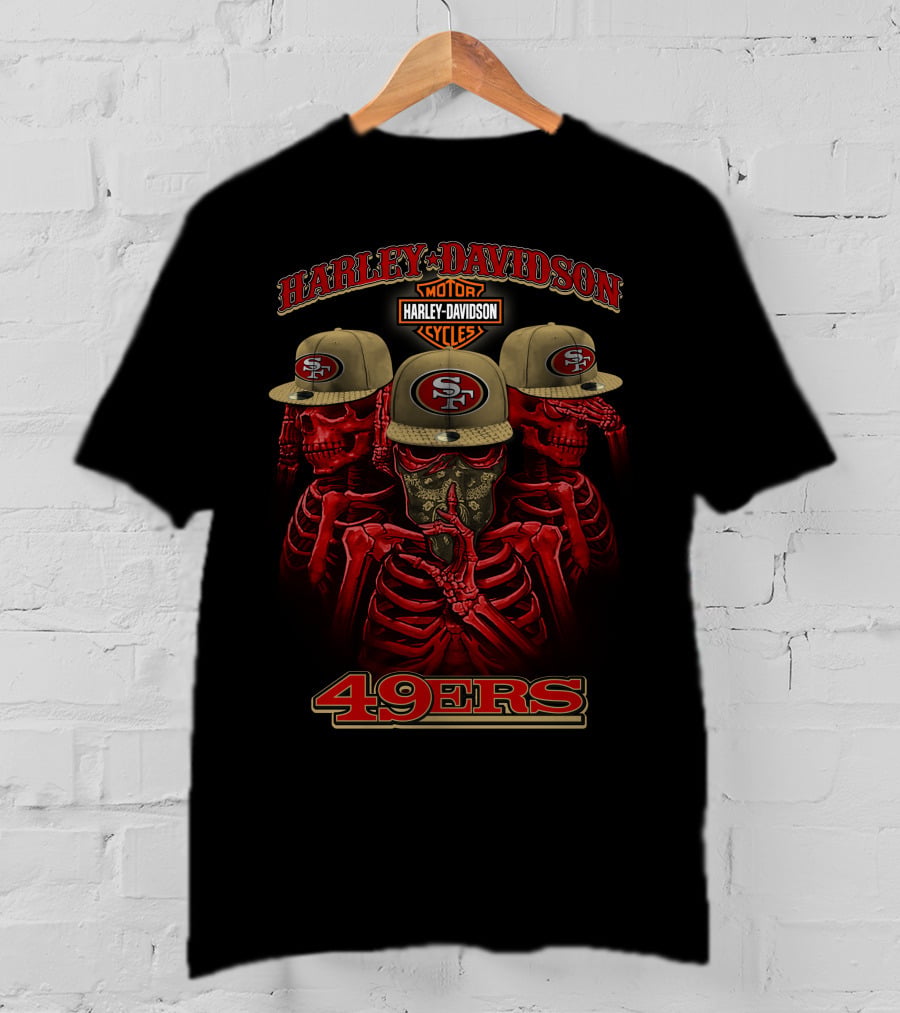 Harley Davidson 49ers Motorcycles Sf Skull T-Shirt