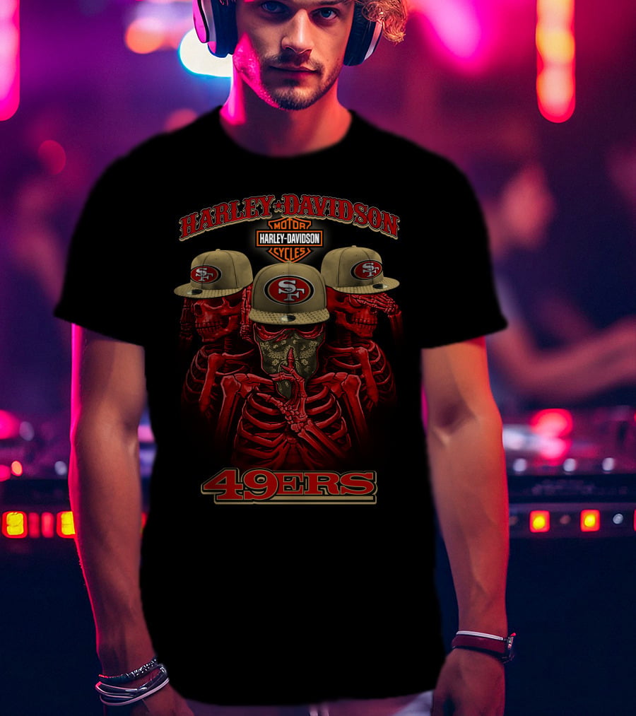 Harley Davidson 49ers Motorcycles Sf Skull T-Shirt