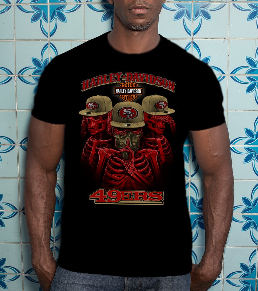Harley Davidson 49ers Motorcycles Sf Skull T-Shirt