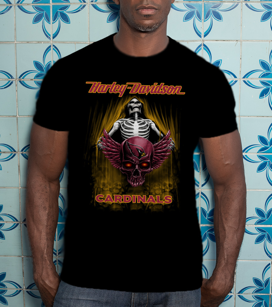 Harley Davidson Cardinals Skeleton Skull Arizona T-Shirt