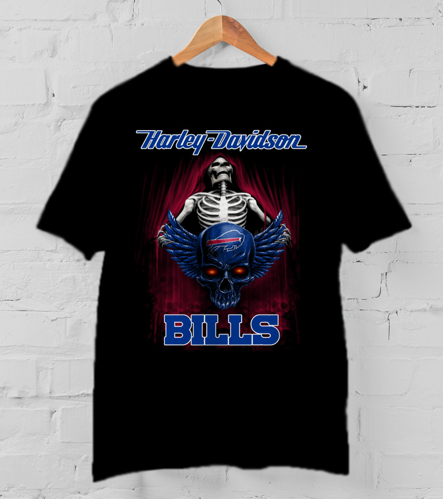 Harley Davidson Bills Hdnfl 0610 Buffalo Bills Skull Wings T-Shirt