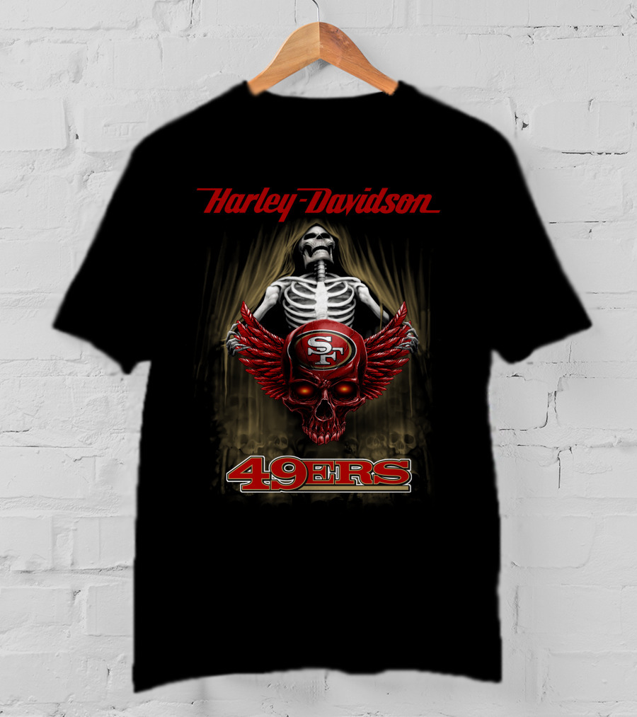 Harley Davidson 49ers Skeleton Sf Logo Shirt Hdnfl 0610 T-Shirt