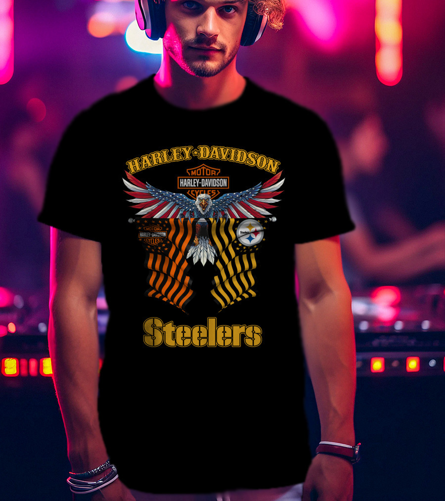 Harley Davidson Steelers Moto Eagle T-Shirt