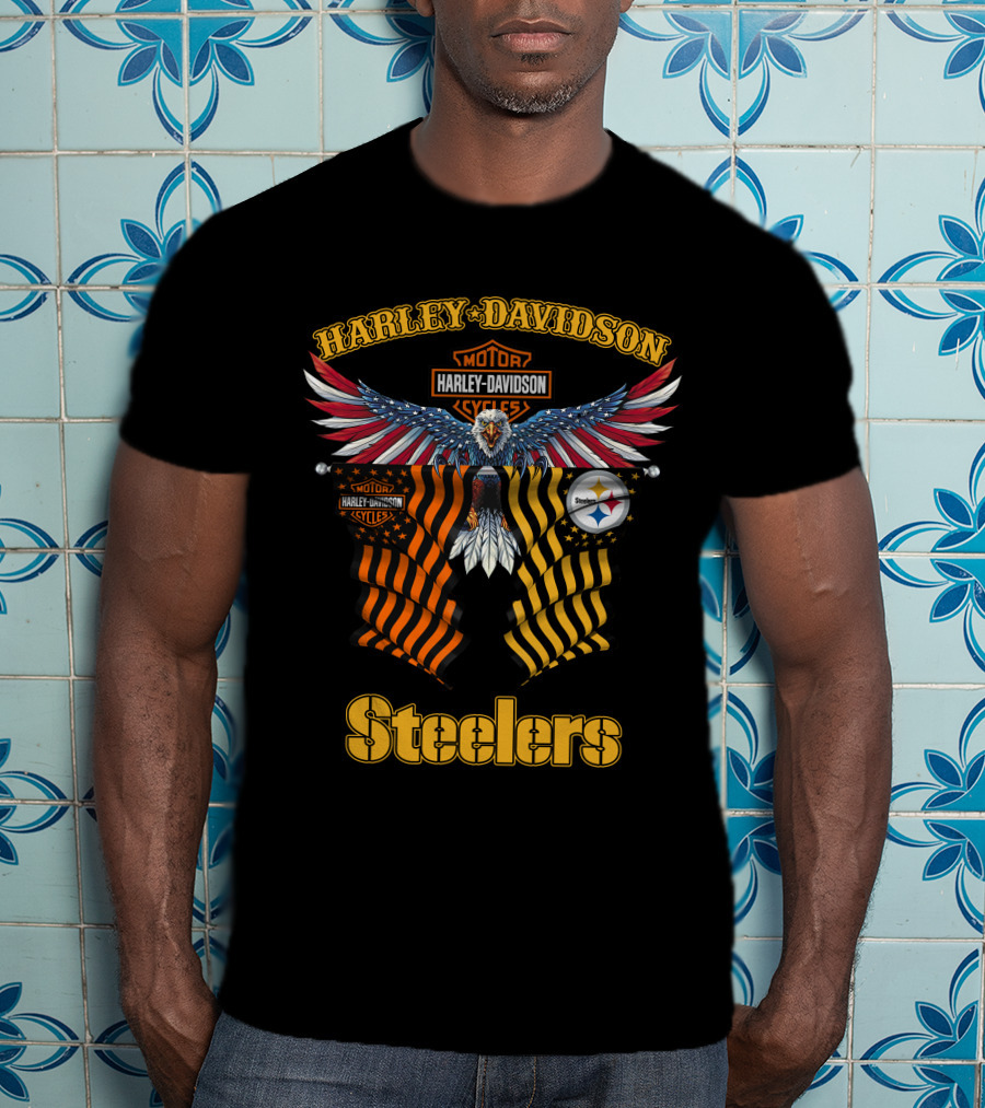 Harley Davidson Steelers Moto Eagle T-Shirt