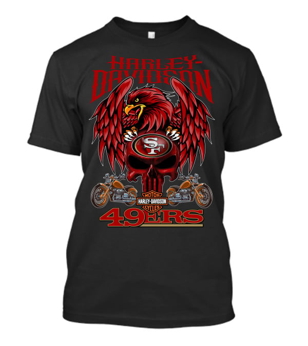 Harley Davidson San Francisco 49ers Motor Cycles 49ers T-Shirt