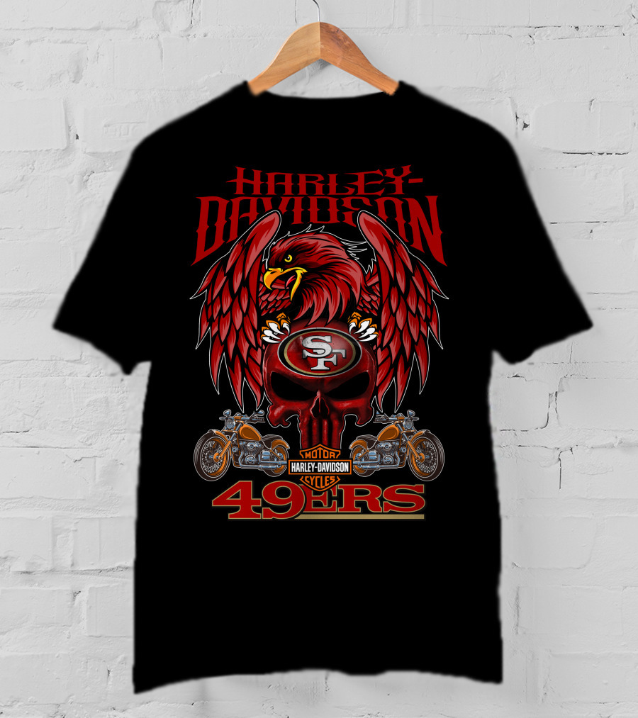 Harley Davidson San Francisco 49ers Motor Cycles 49ers T-Shirt