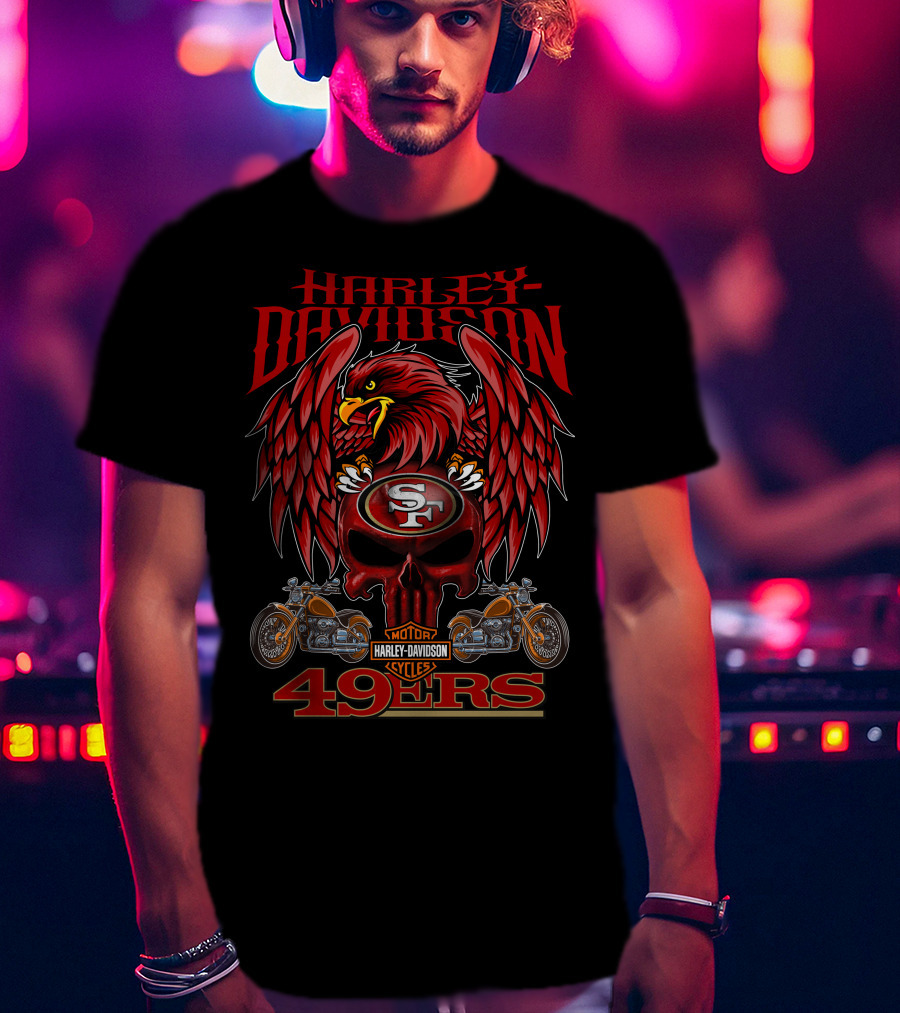 Harley Davidson San Francisco 49ers Motor Cycles 49ers T-Shirt