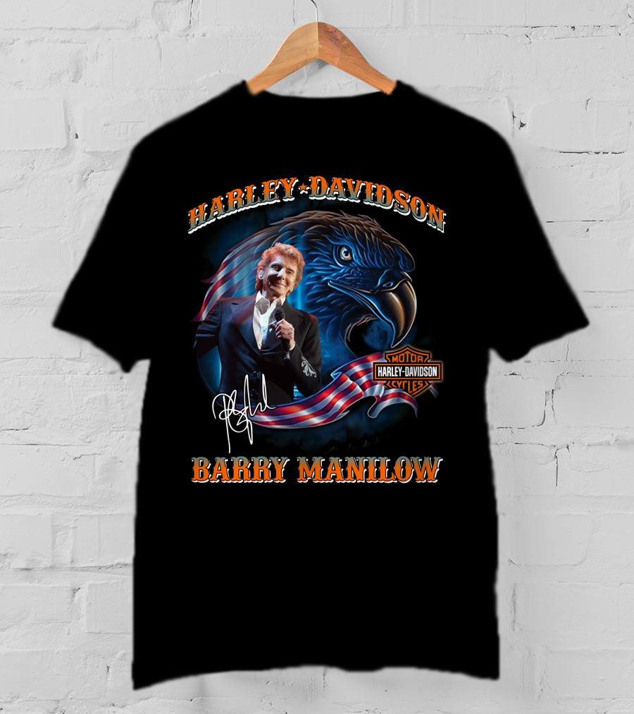 Harley Davidson Barry Manilow Eagle And Flag T-Shirt