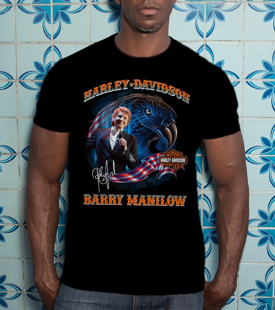 Harley Davidson Barry Manilow Eagle And Flag T-Shirt