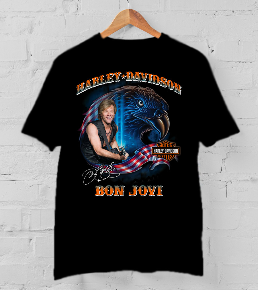 Harley Davidson Bon Jovi American Eagle Motor Cycles T-Shirt