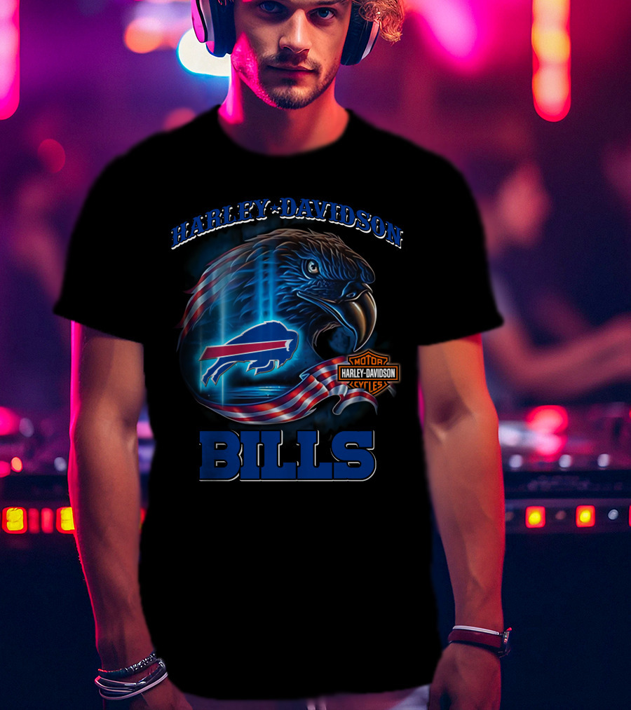 Harley Davidson Buffalo Bills Eagle Motor Cycles T-Shirt