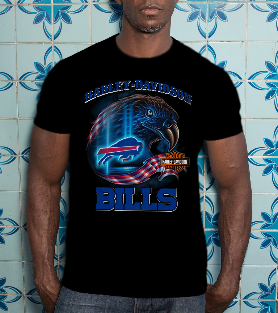 Harley Davidson Buffalo Bills Eagle Motor Cycles T-Shirt