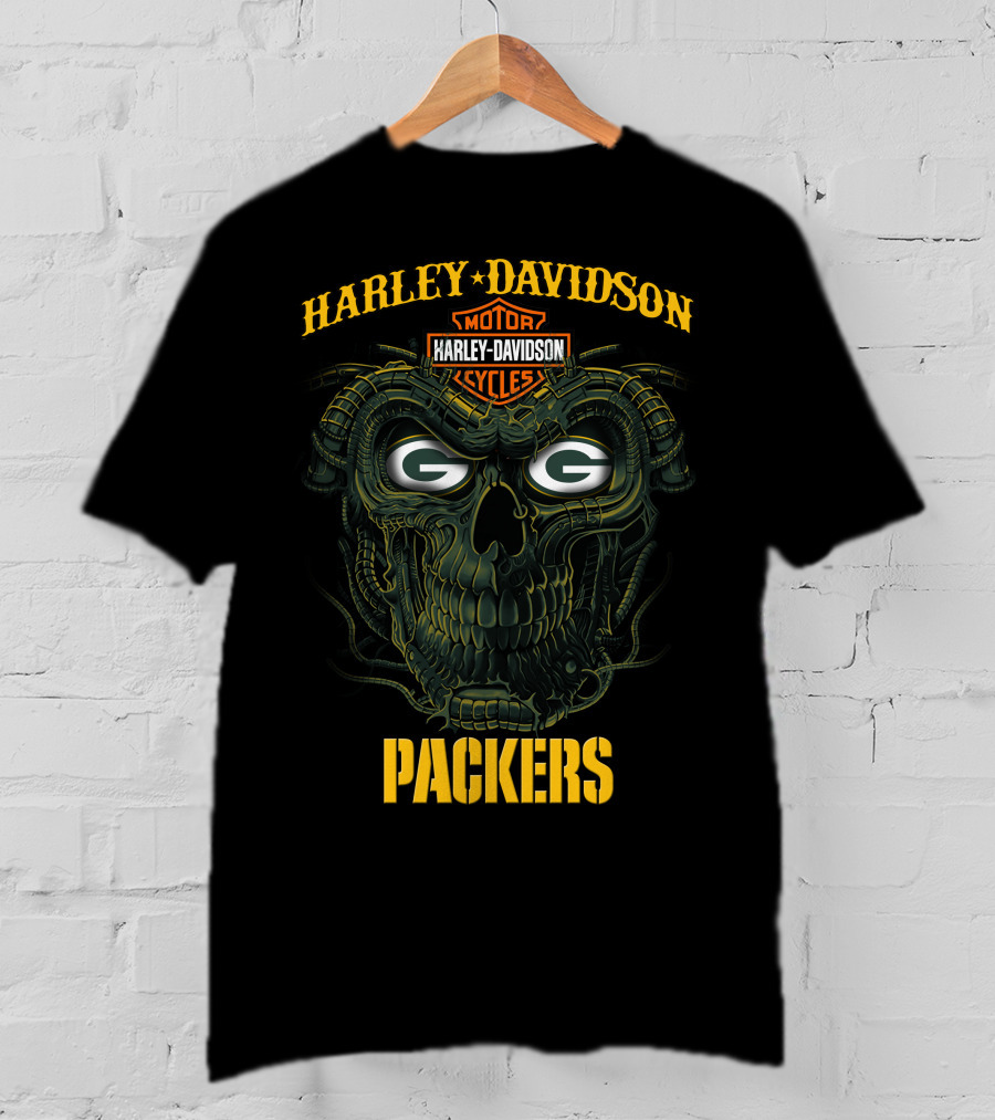 Harley Davidson Green Bay Packers G Skull T-Shirt