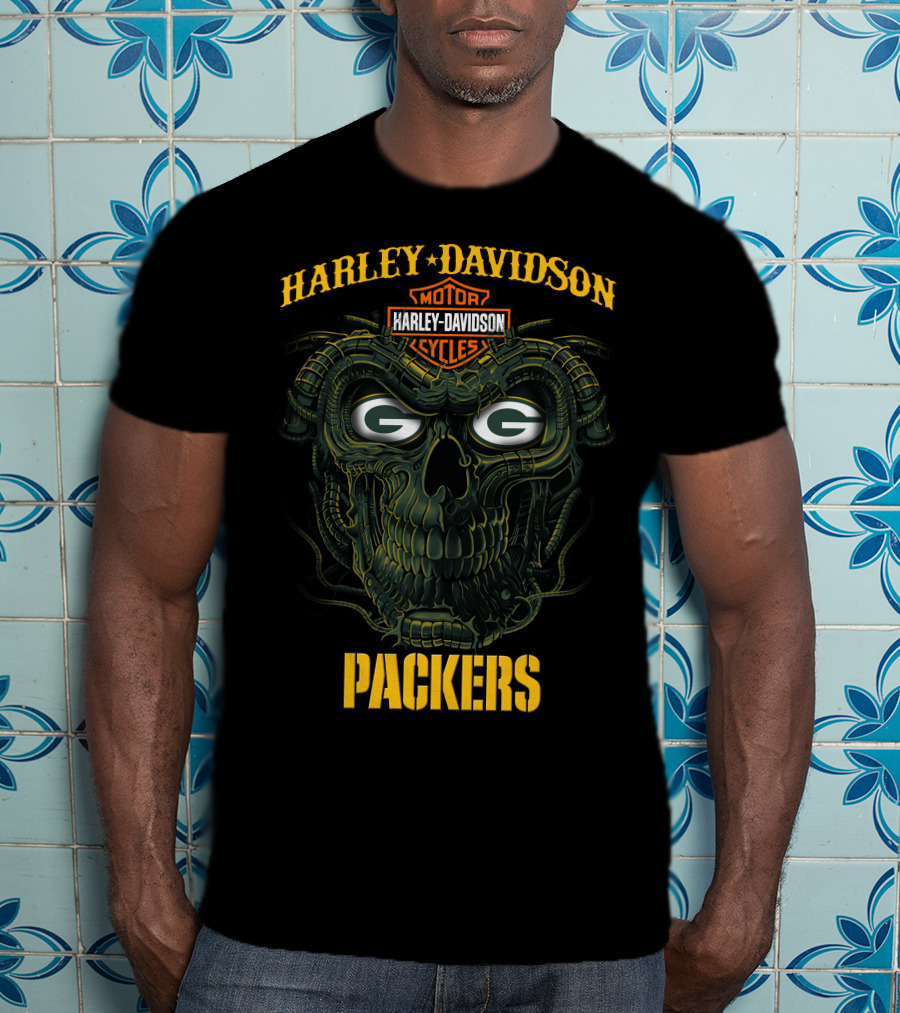 Harley Davidson Green Bay Packers G Skull T-Shirt