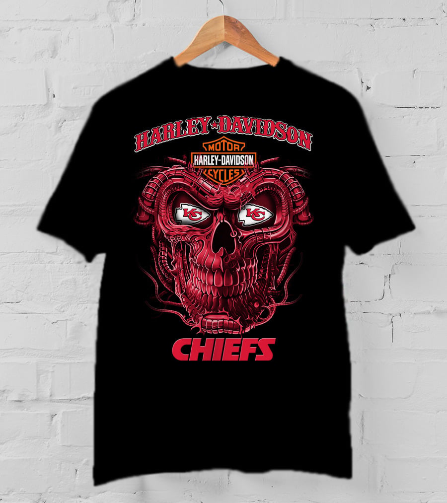 Harley Davidson Motorcycles Kansas City Chiefs Skull T-Shirt