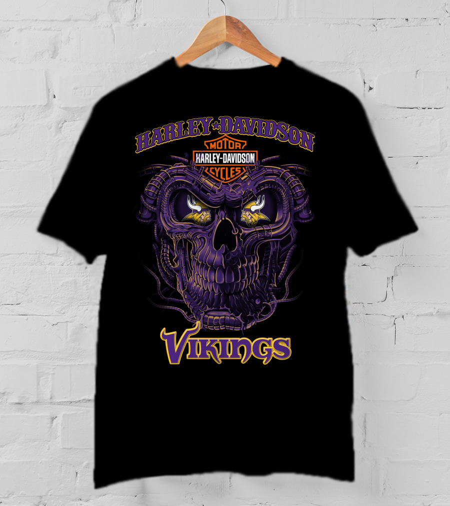 Harley Davidson Motorcycles Vikings Skull T-Shirt