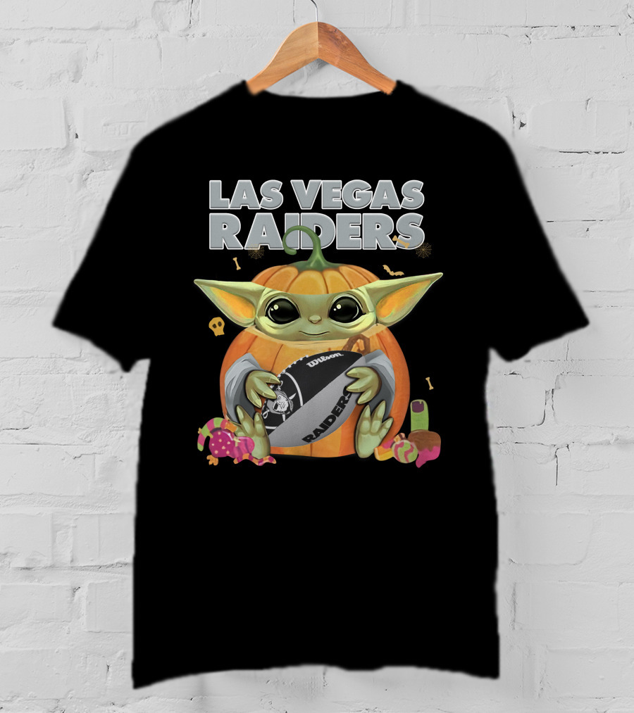 Las Vegas Raiders Yoda Pumpkin Halloween Football Raiders Ball T-Shirt