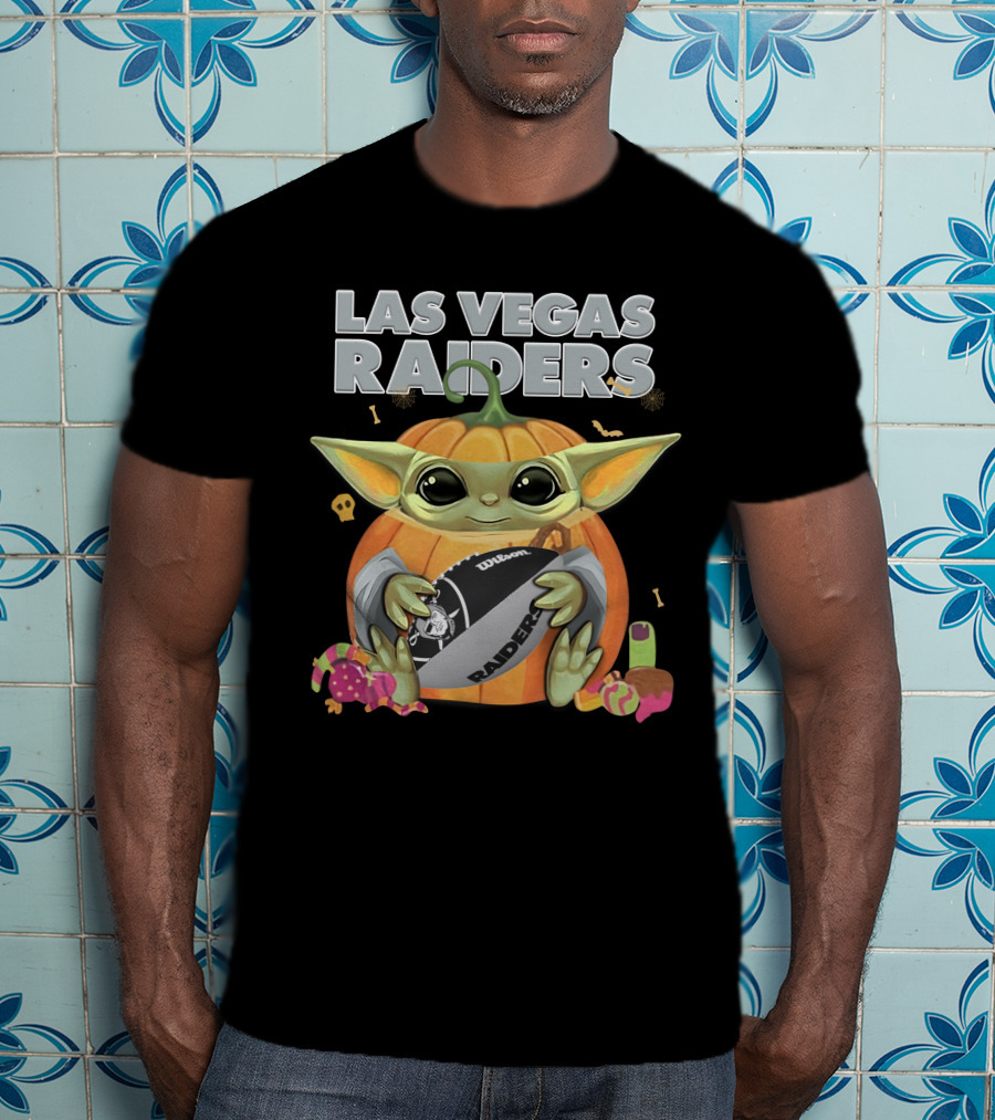 Las Vegas Raiders Yoda Pumpkin Halloween Football Raiders Ball T-Shirt