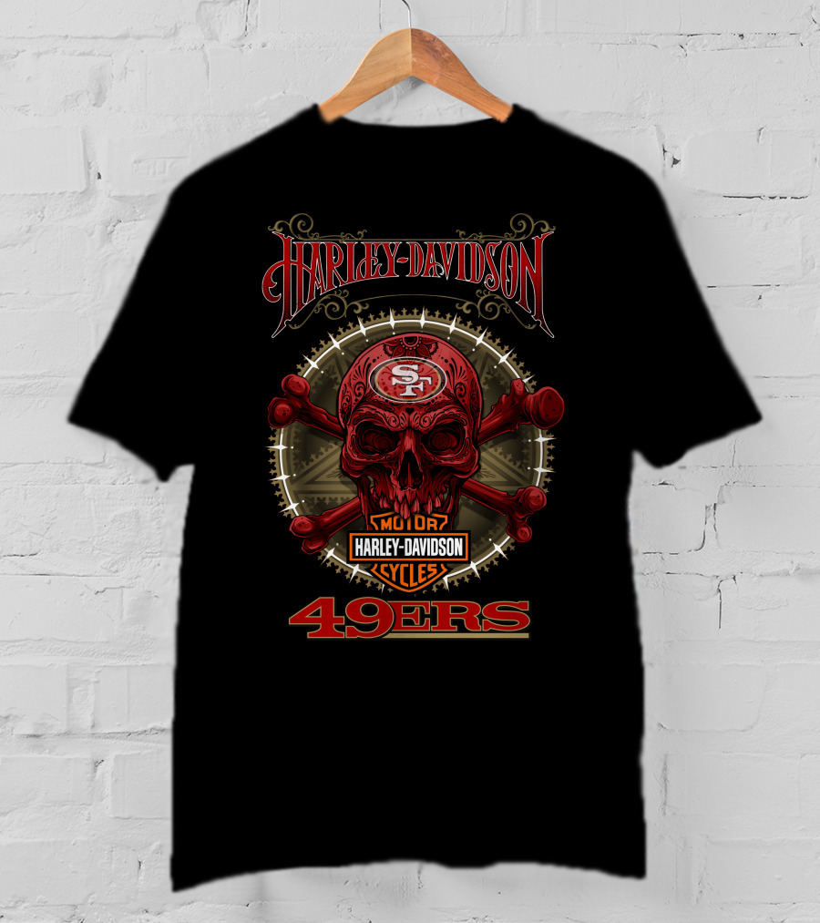 Harley Davidson San Francisco 49ers Skull And Crossbones T-Shirt
