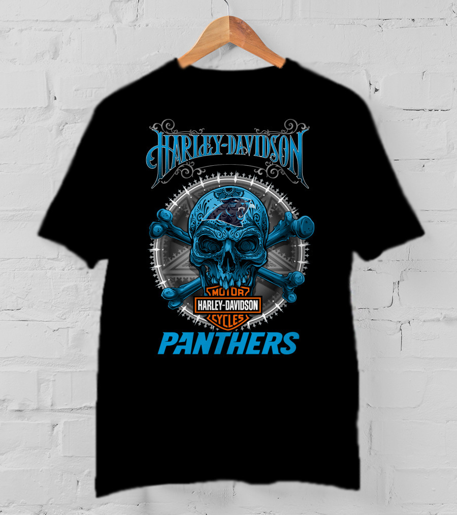 Harley Davidson Motor Cycles Panthers Skull T-Shirt