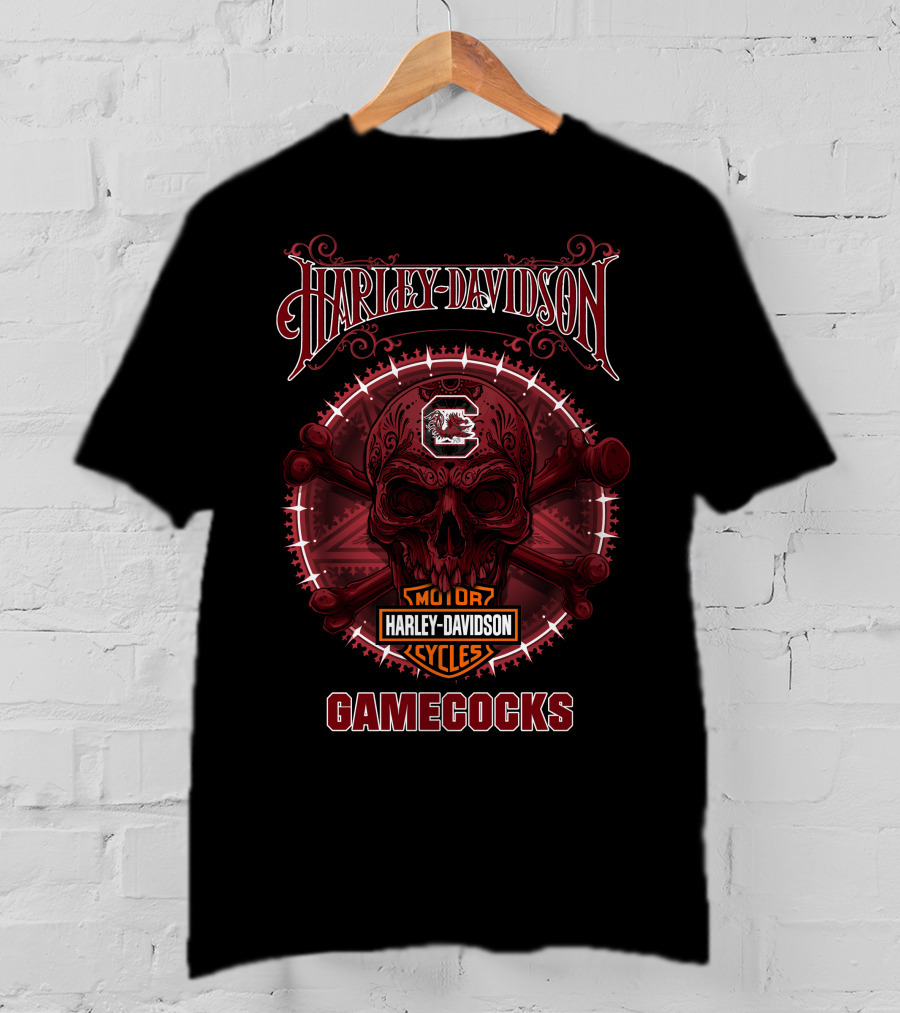 Harley Davidson South Carolina Gamecocks Skull T-Shirt