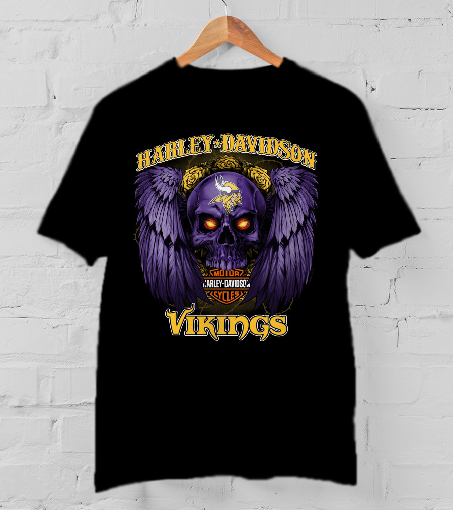Harley Davidson Vikings Minnesota Nfl Motorcycles T-Shirt