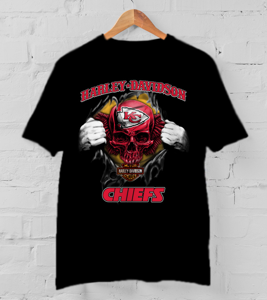Harley Davidson Nfl Skull Kansas City Chiefs T-Shirt