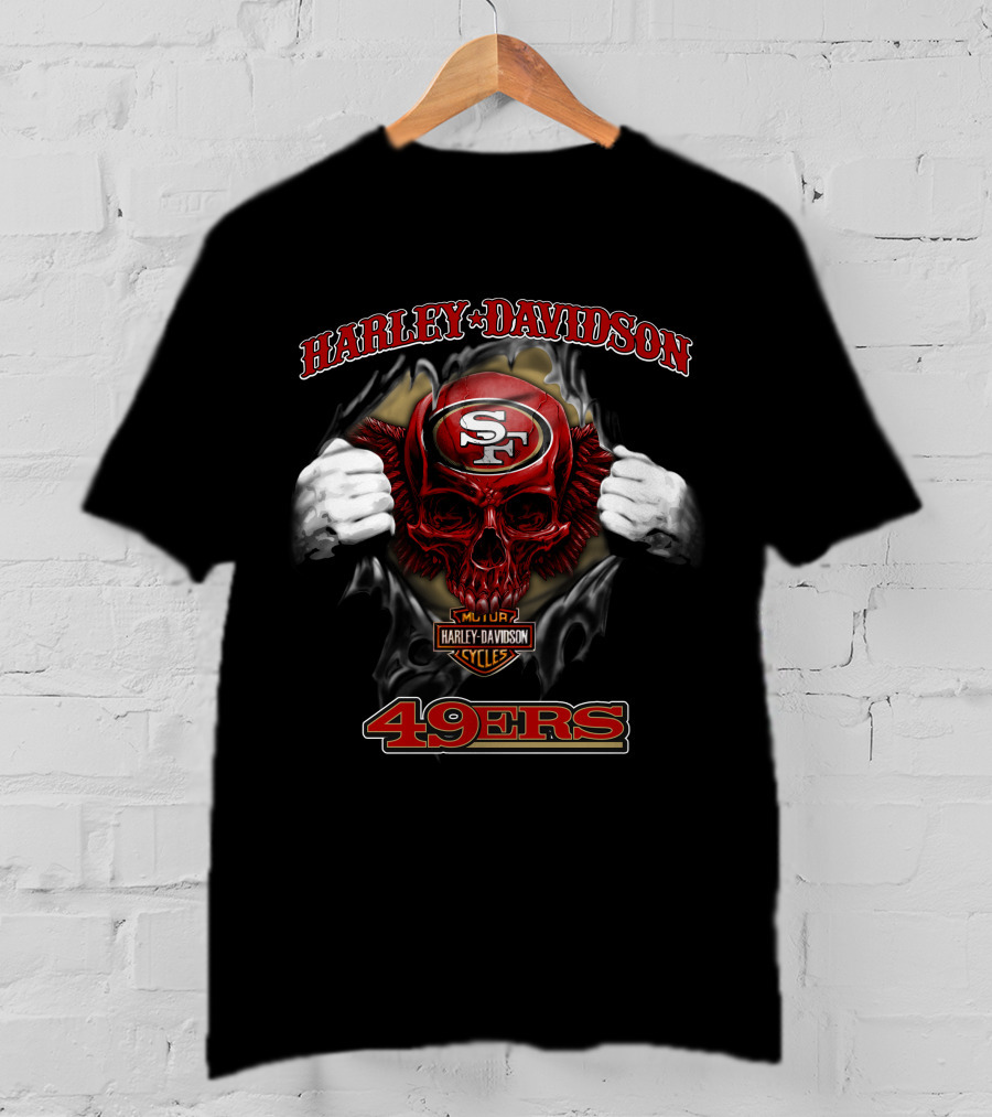 Harley Davidson Sf Skull 49ers Nfl T-Shirt