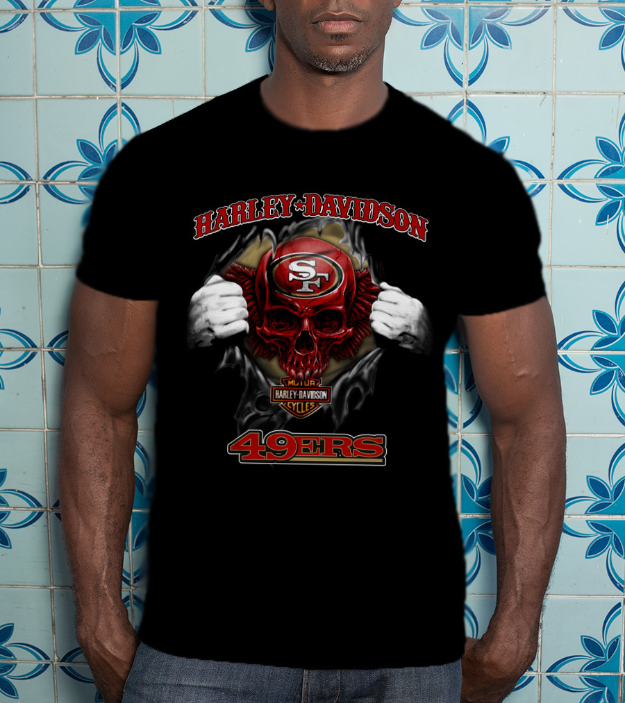 Harley Davidson Sf Skull 49ers Nfl T-Shirt