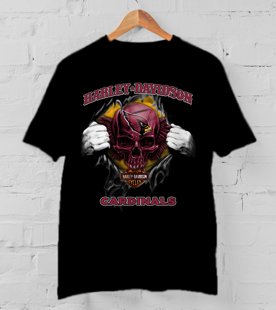 Harley Davidson Arizona Cardinals Skull Nfl T-Shirt