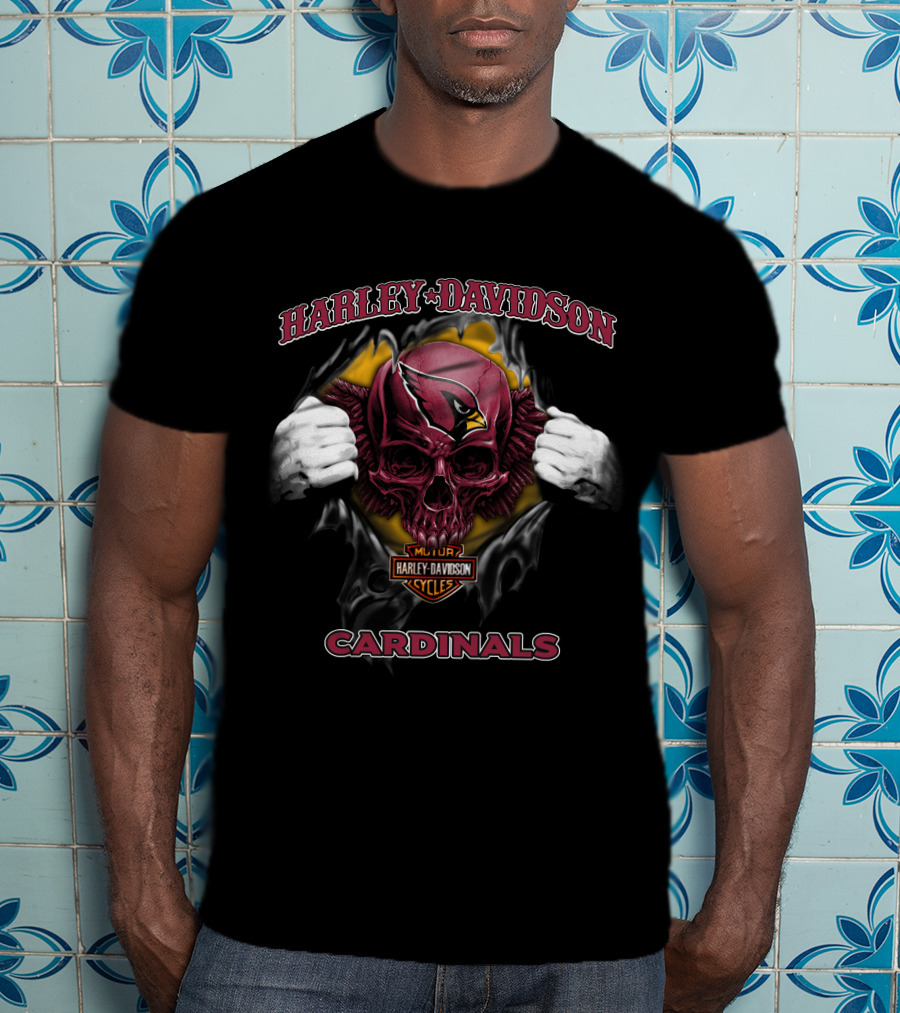 Harley Davidson Arizona Cardinals Skull Nfl T-Shirt