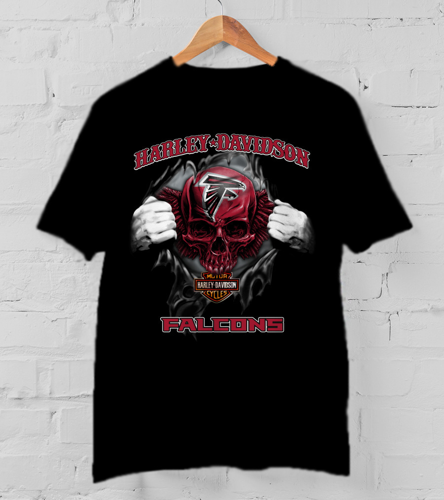 Harley Davidson Atlanta Falcons Nfl Skull Cycles Falcons T-Shirt