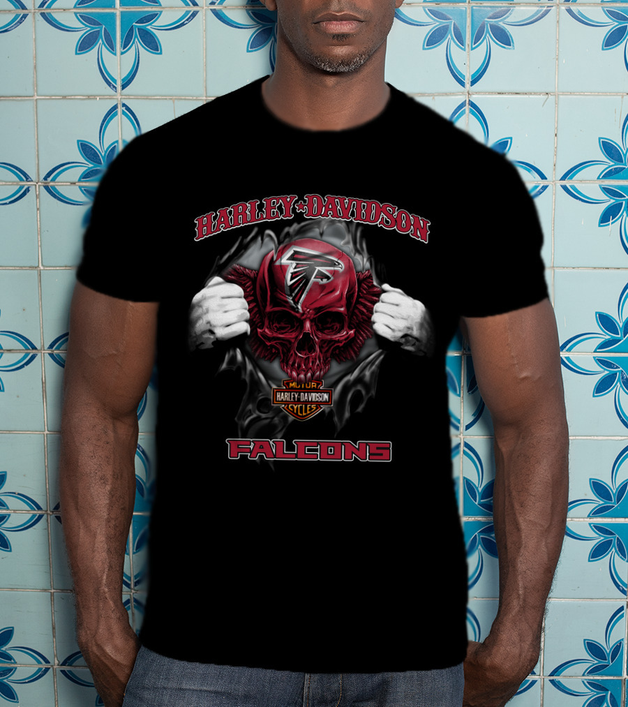 Harley Davidson Atlanta Falcons Nfl Skull Cycles Falcons T-Shirt