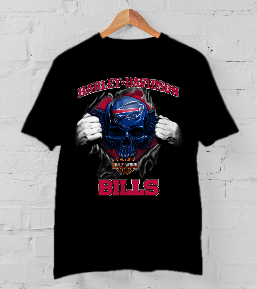 Harley Davidson Nfl Buffalo Bills Skull T-Shirt